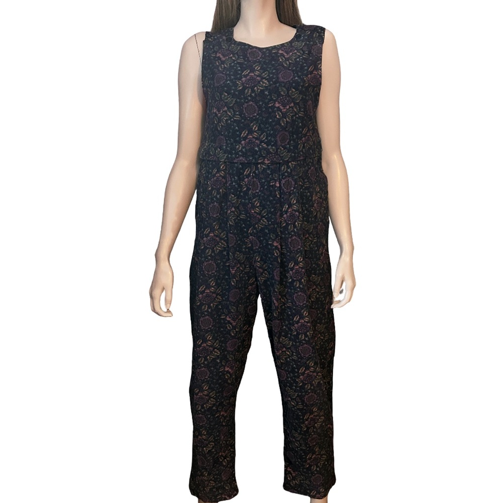 Vintage 80s Laura Ashley Prairie Jumpsuit Romper Playsuit Floral Jumper Corduroy - Picture 3 of 16